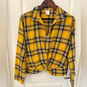 No Boundaries Yellow and Blue Checkered Blouse